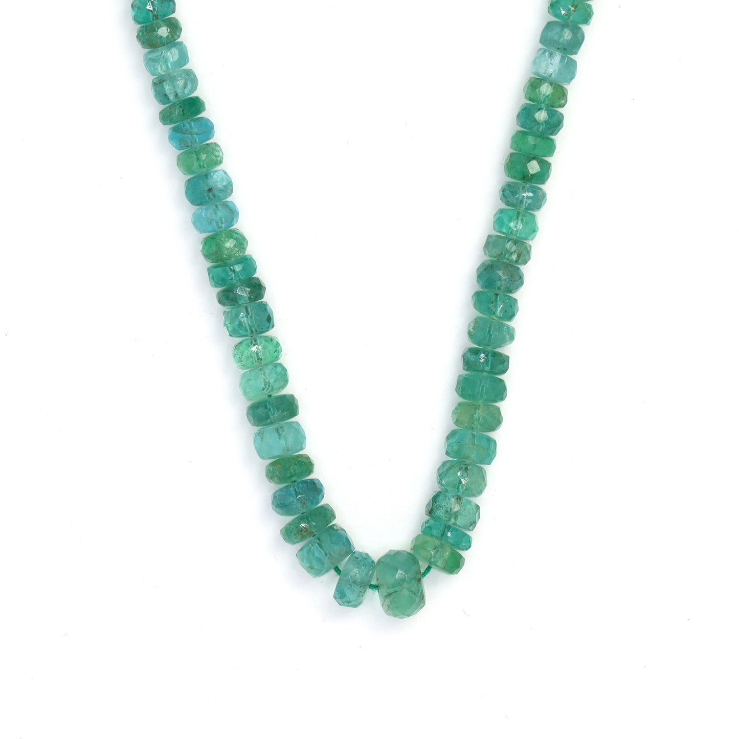 Green Emerald 4mm - 6mm Hand Faceted Rondelles Bead Strand