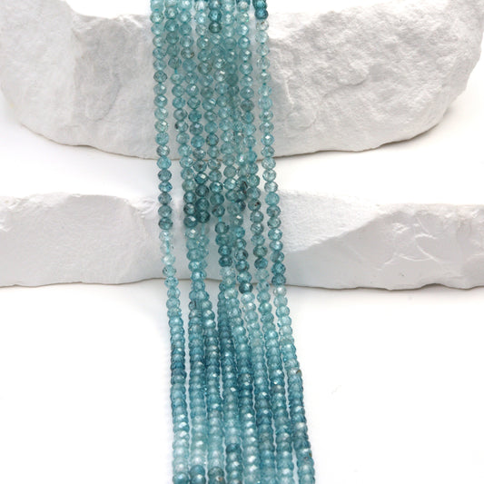 Ombre Blue Zircon 2.5mm Faceted Rondelles