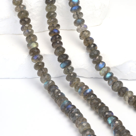 Blue Labradorite 7mm Faceted Rondelles