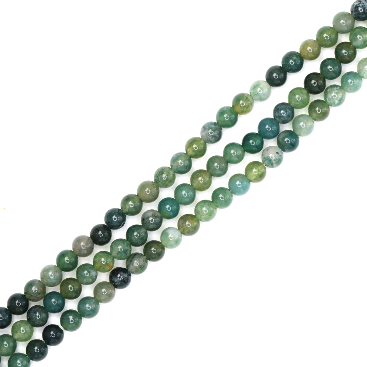 Green Moss Agate 4mm Smooth Rounds Bead Strand