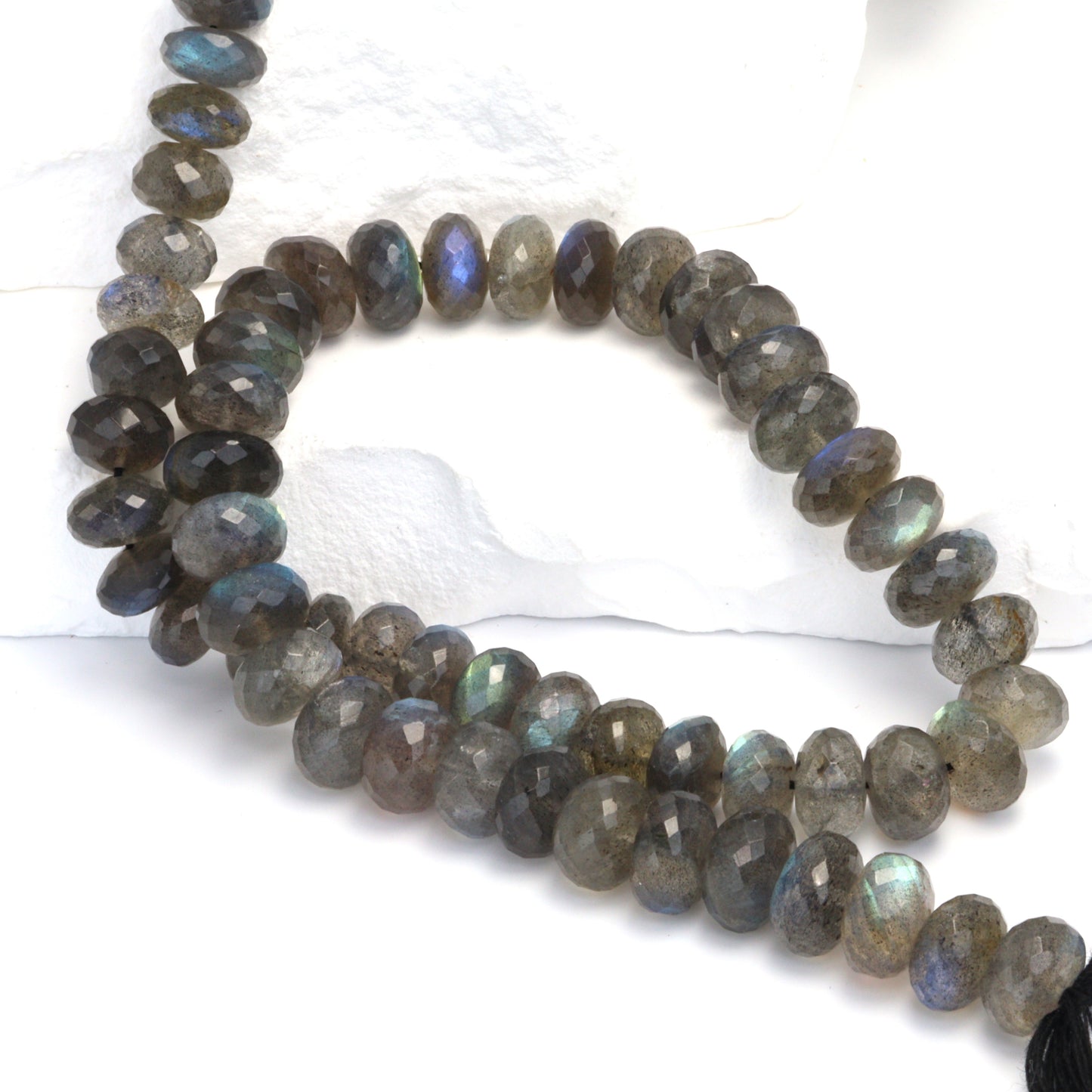 AAA Blue Labradorite 9mm Faceted Rondelles Bead Strand