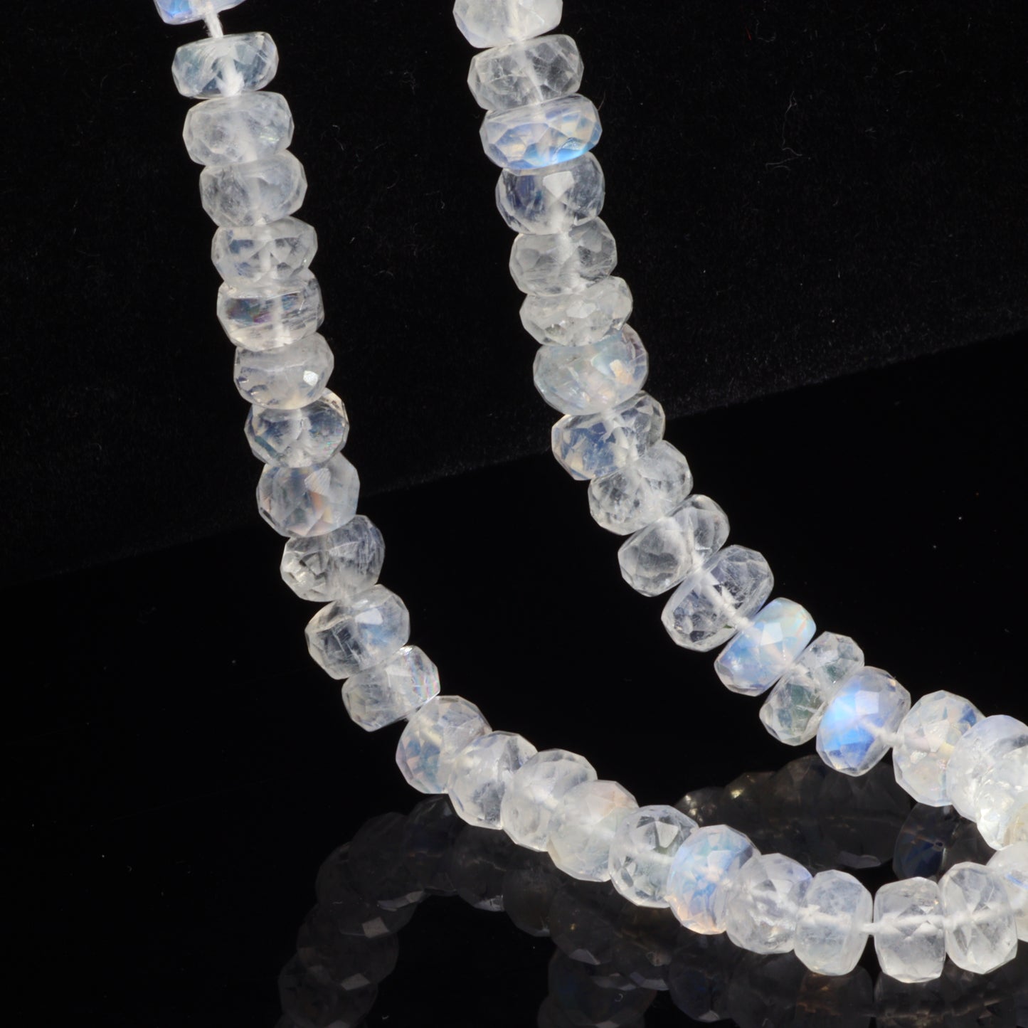 AA Blue Rainbow Moonstone 5mm Faceted Rondelles Bead Strand
