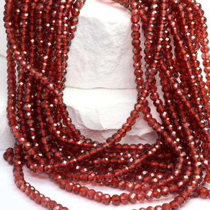 Red Garnet 3.5mm Faceted Rondelles Bead Strand