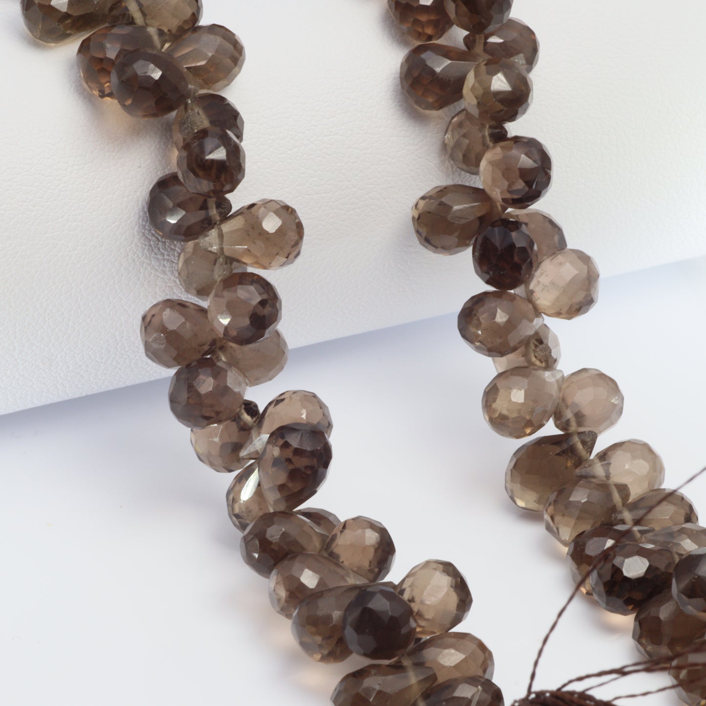 Brown Smoky Quartz 9x6mm Faceted Teardrop Briolettes