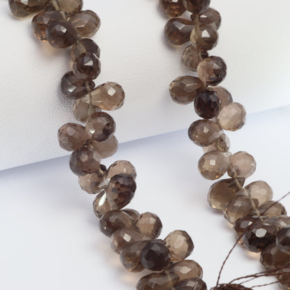 Brown Smoky Quartz 9x6mm Faceted Teardrop Briolettes