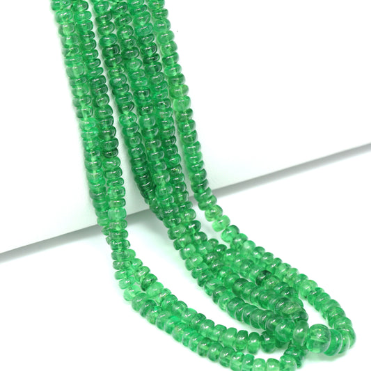 Green Tsavorite 3mm – 5mm Smooth Rondelles Bead Strand