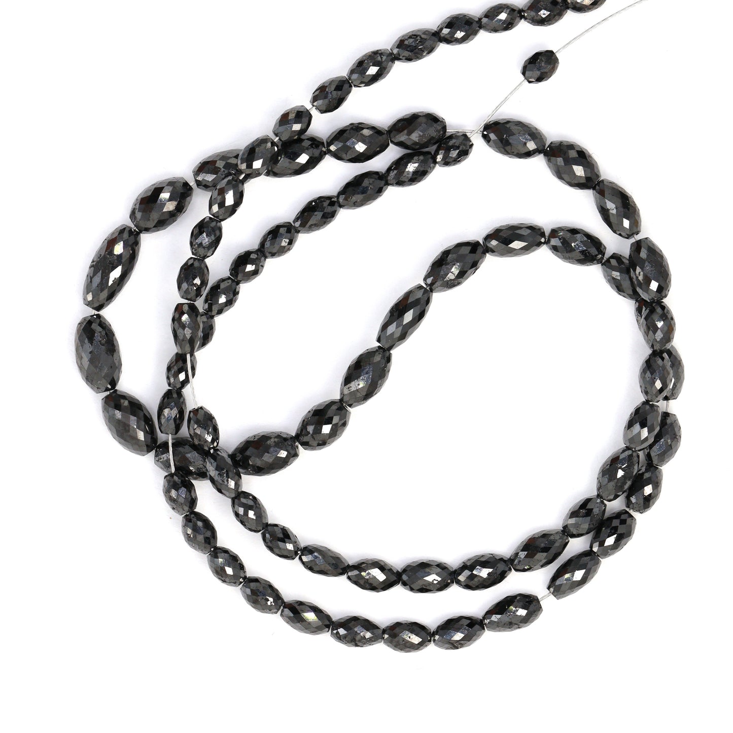 Black Diamond 5x3mm - 9x4mm Faceted Drums Bead Strand