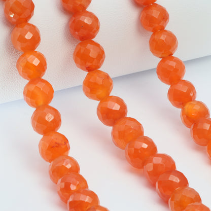 Orange Carnelian 10mm Faceted Rounds Bead Strand