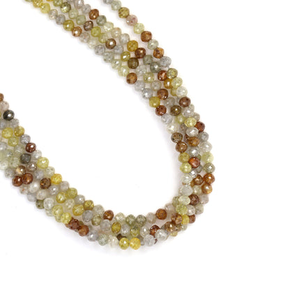 Multi Color Diamond 2.5mm - 3.5mm Hand Faceted Rondelles Bead Strand