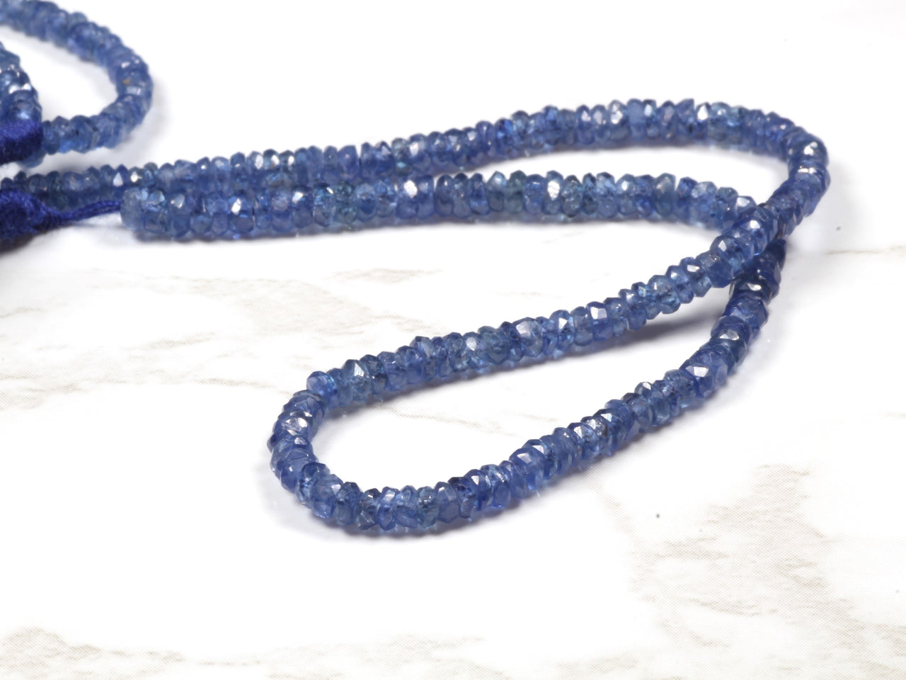 AAA Cornflower Blue Sapphire 2.5mm Hand Faceted Rondelles Bead Strand