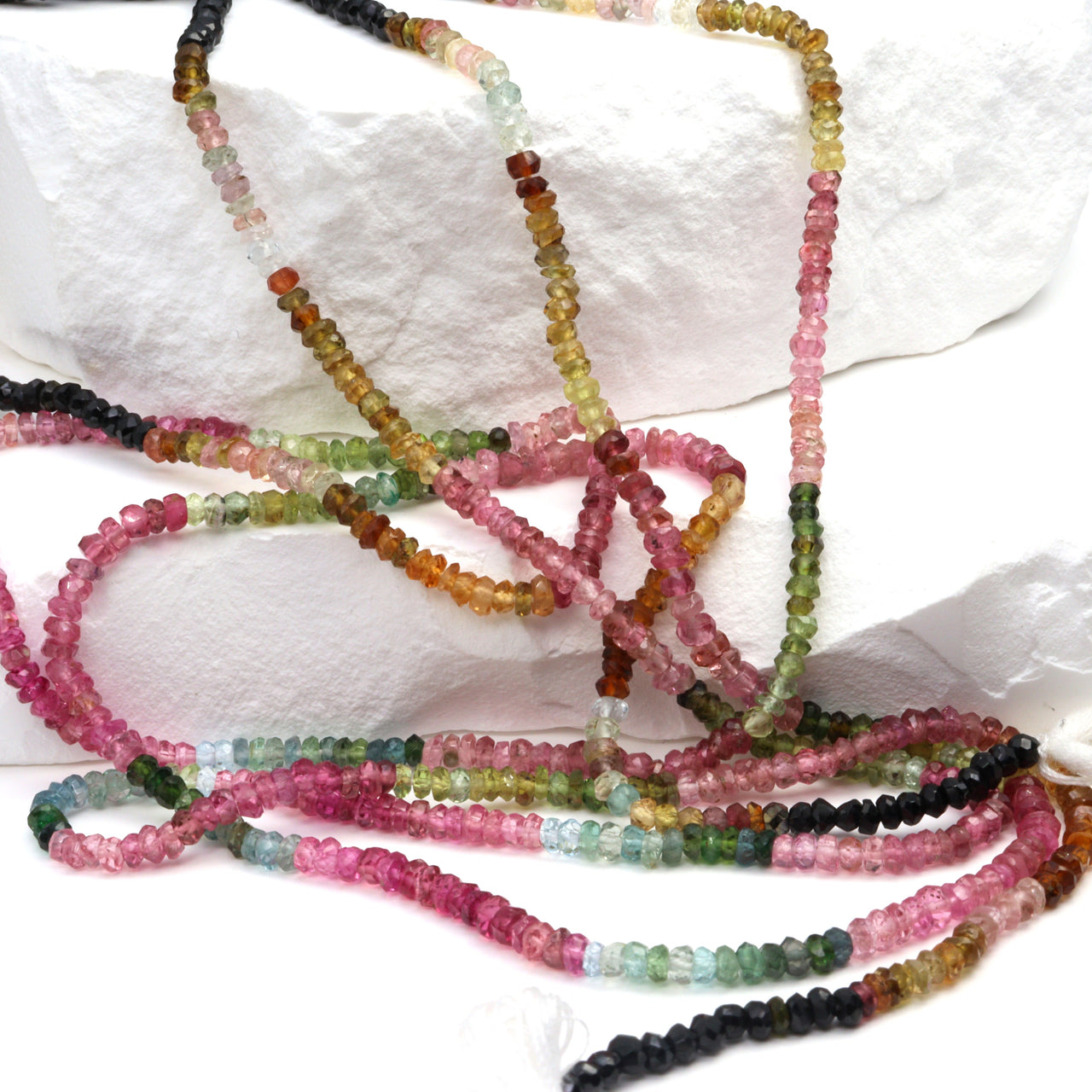 Watermelon Tourmaline 2.5mm Hand Faceted Rondelles Bead Strand