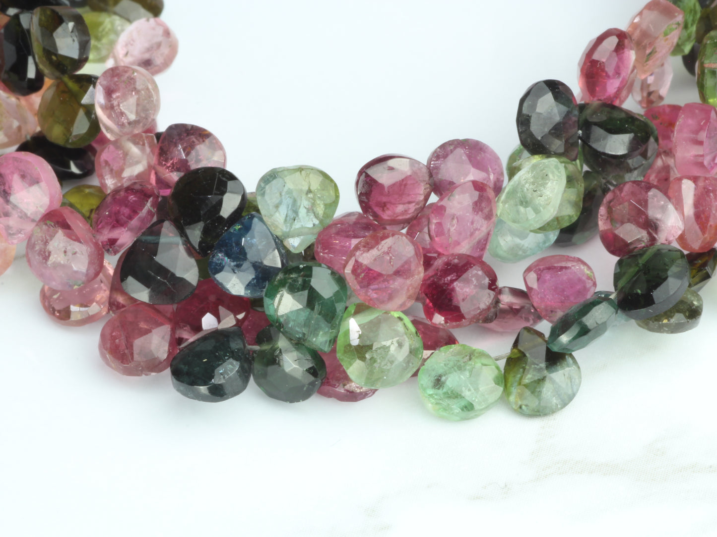 Watermelon Tourmaline 5mm Faceted Heart Shaped Briolettes
