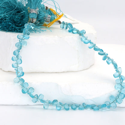 Sea Blue Apatite 6x4mm Smooth Pear Shaped Briolettes