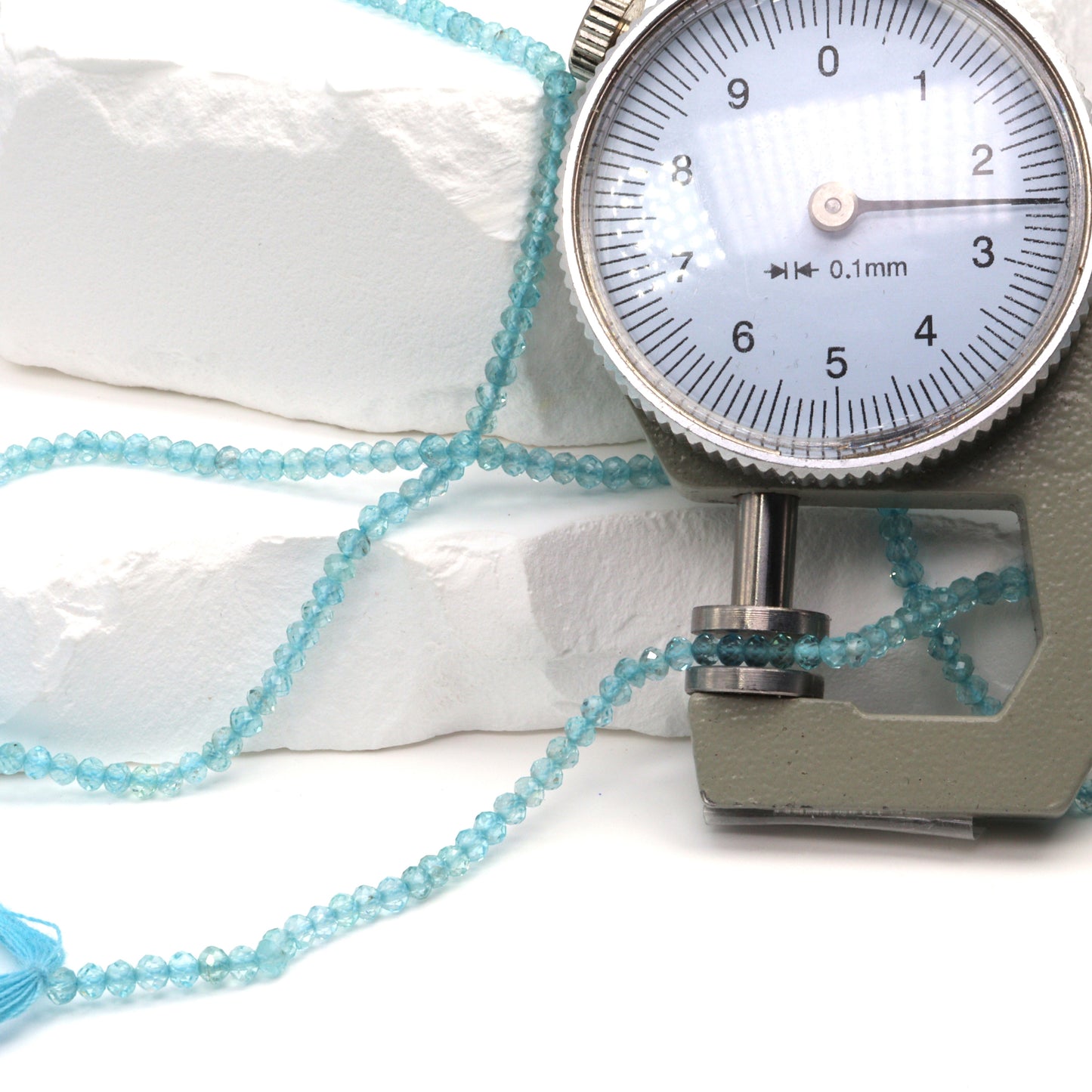 Sea Blue Apatite 2.5mm Faceted Rondelles Bead Strand