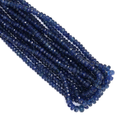 Royal Blue Sapphire 2.5mm - 4mm Hand Faceted Rondelles Bead Strand