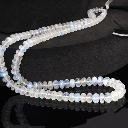 AA Blue Rainbow Moonstone 5mm Faceted Rondelles
