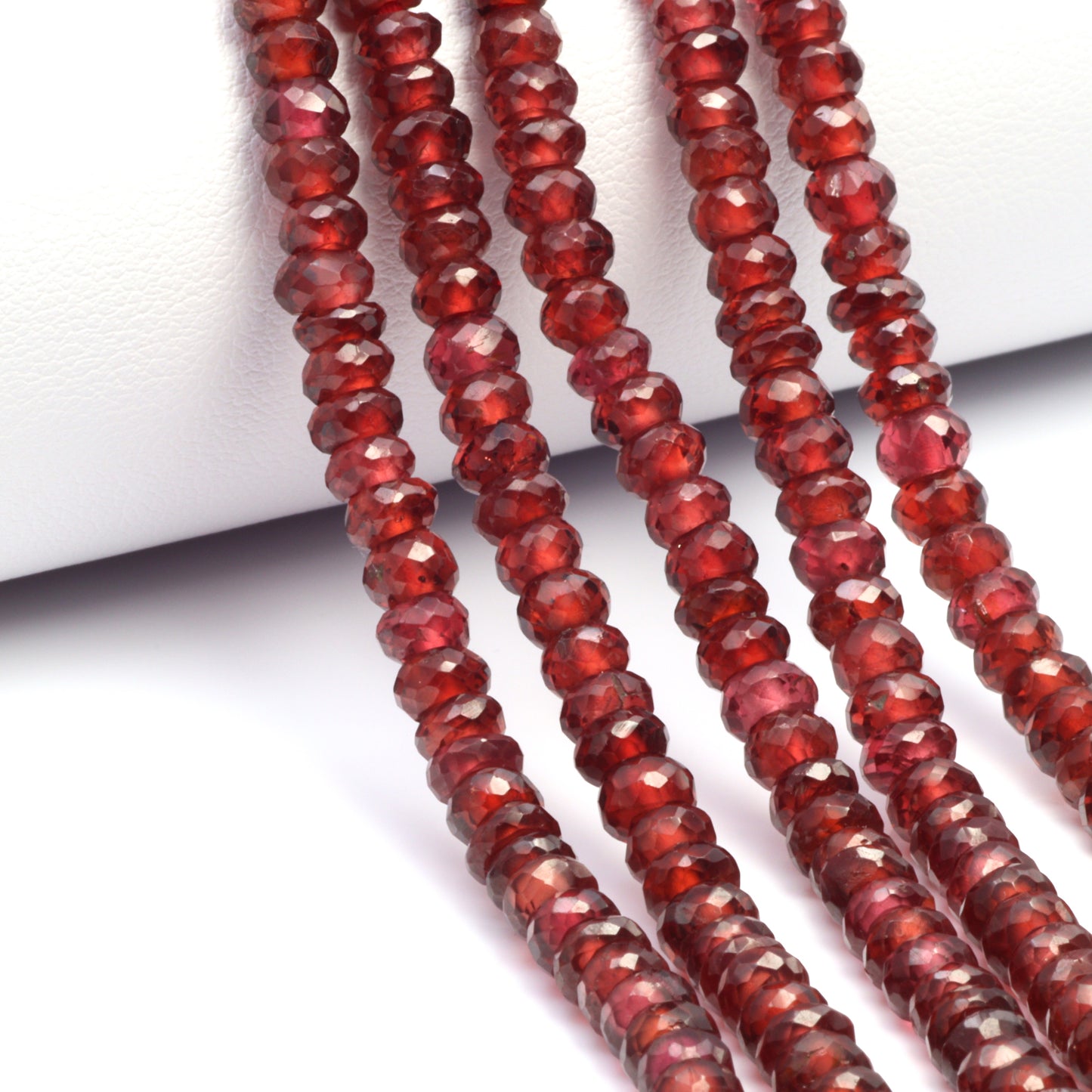 Red Garnet 5mm Faceted Rondelles Bead Strand