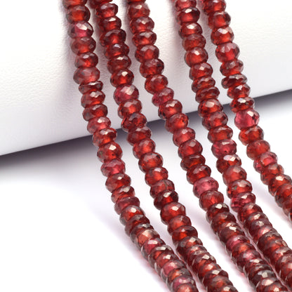 Red Garnet 5mm Faceted Rondelles Bead Strand