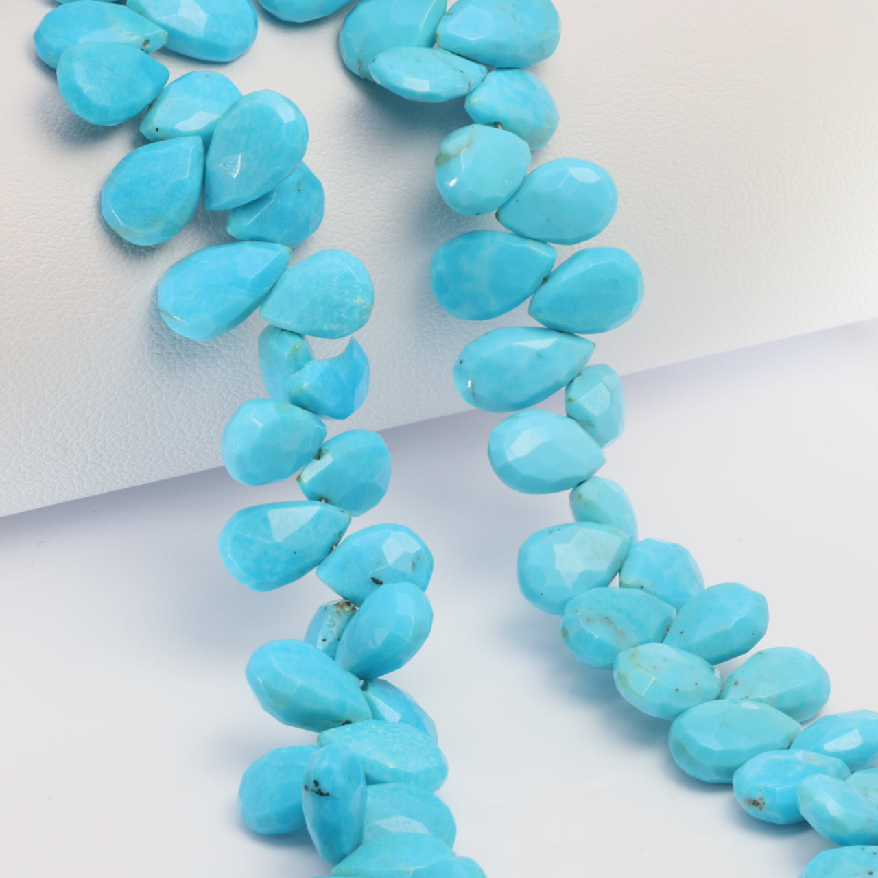 Natural Blue Turquoise 9x6mm Faceted Pear Shaped Briolettes