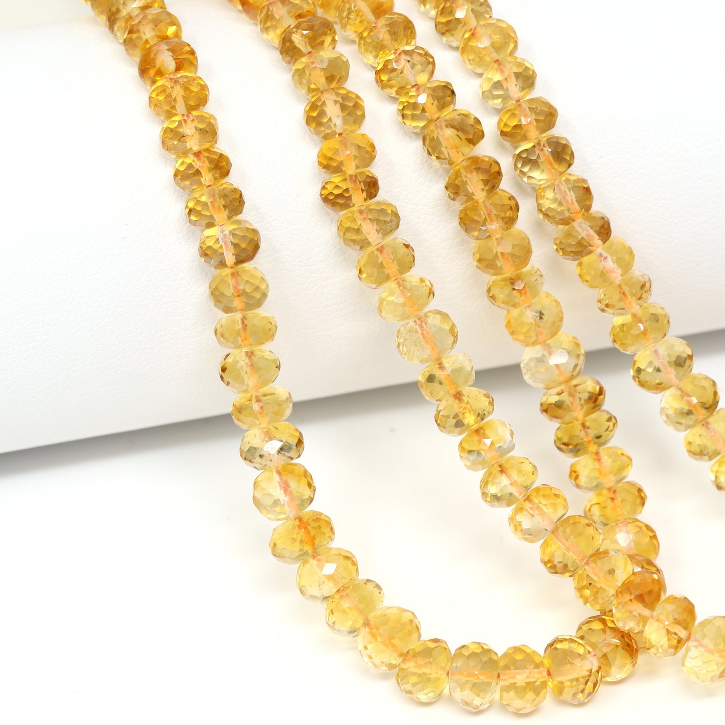 Yellow Citrine 6mm Faceted Rondelles Bead Strand
