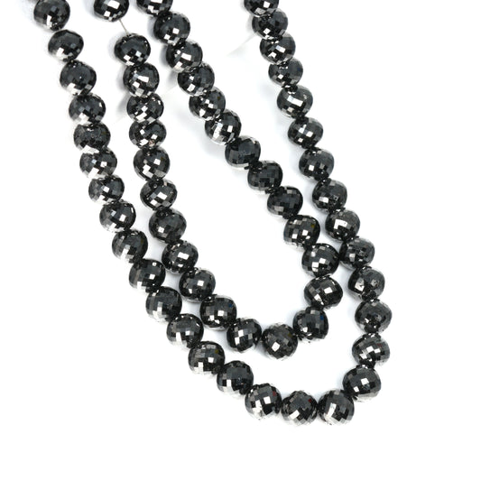 Black Diamond 7mm – 8mm Faceted Rondelles Bead Strand