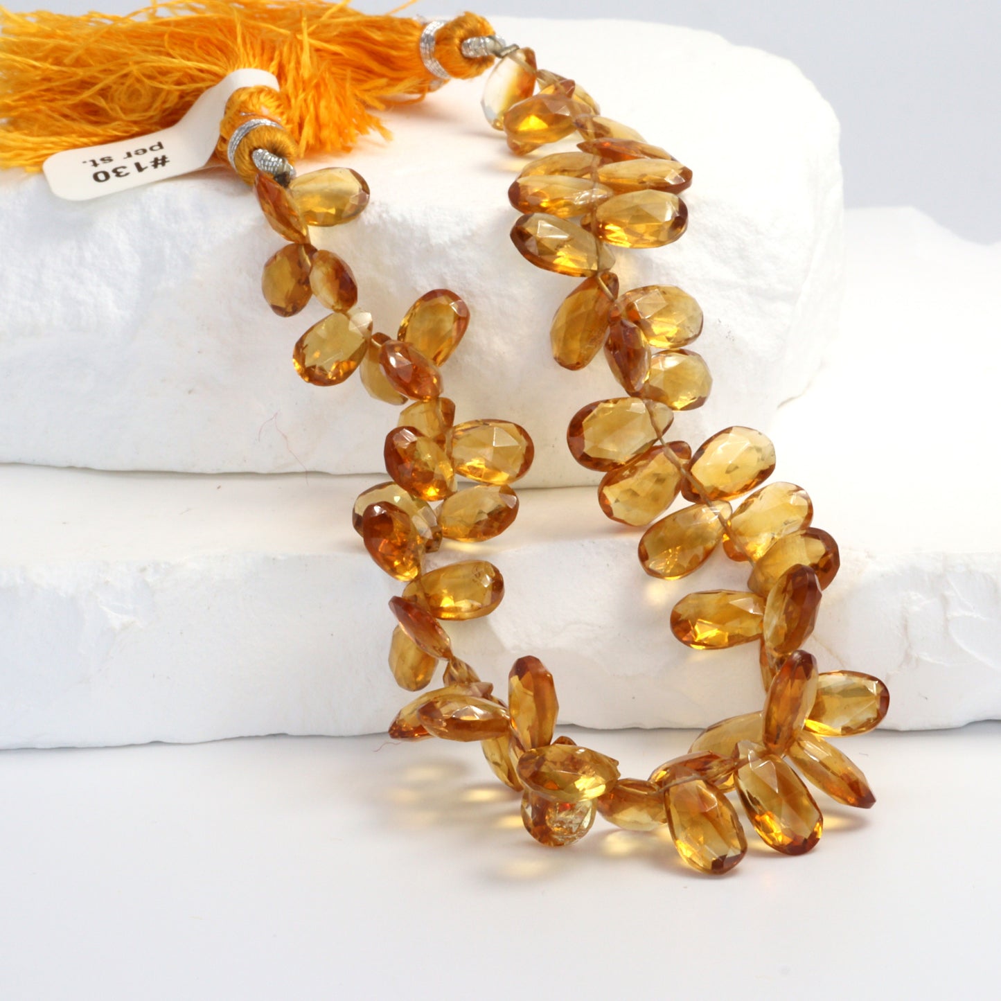 Orange Madeira Citrine 9x6mm Faceted Pear Shaped Briolettes Bead Strand