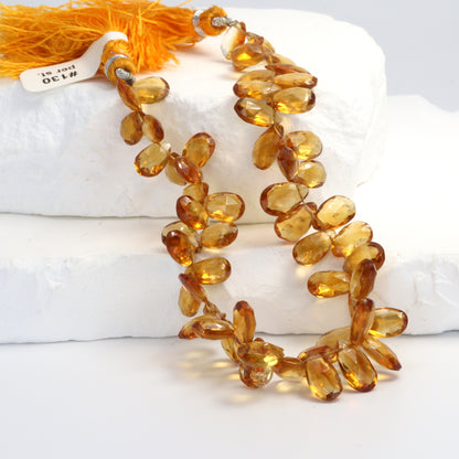 Orange Madeira Citrine 9x6mm Faceted Pear Shaped Briolettes Bead Strand