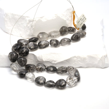 Black Tourmalinated Quartz 14x10mm Smooth Nuggets