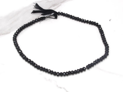 Black Spinel 6mm Faceted Rondelles
