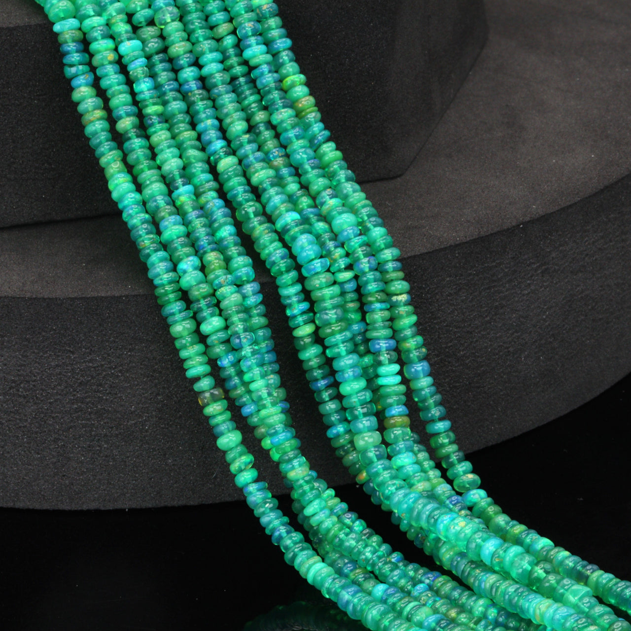 Green Ethiopian Opal 3mm Smooth Rondelles