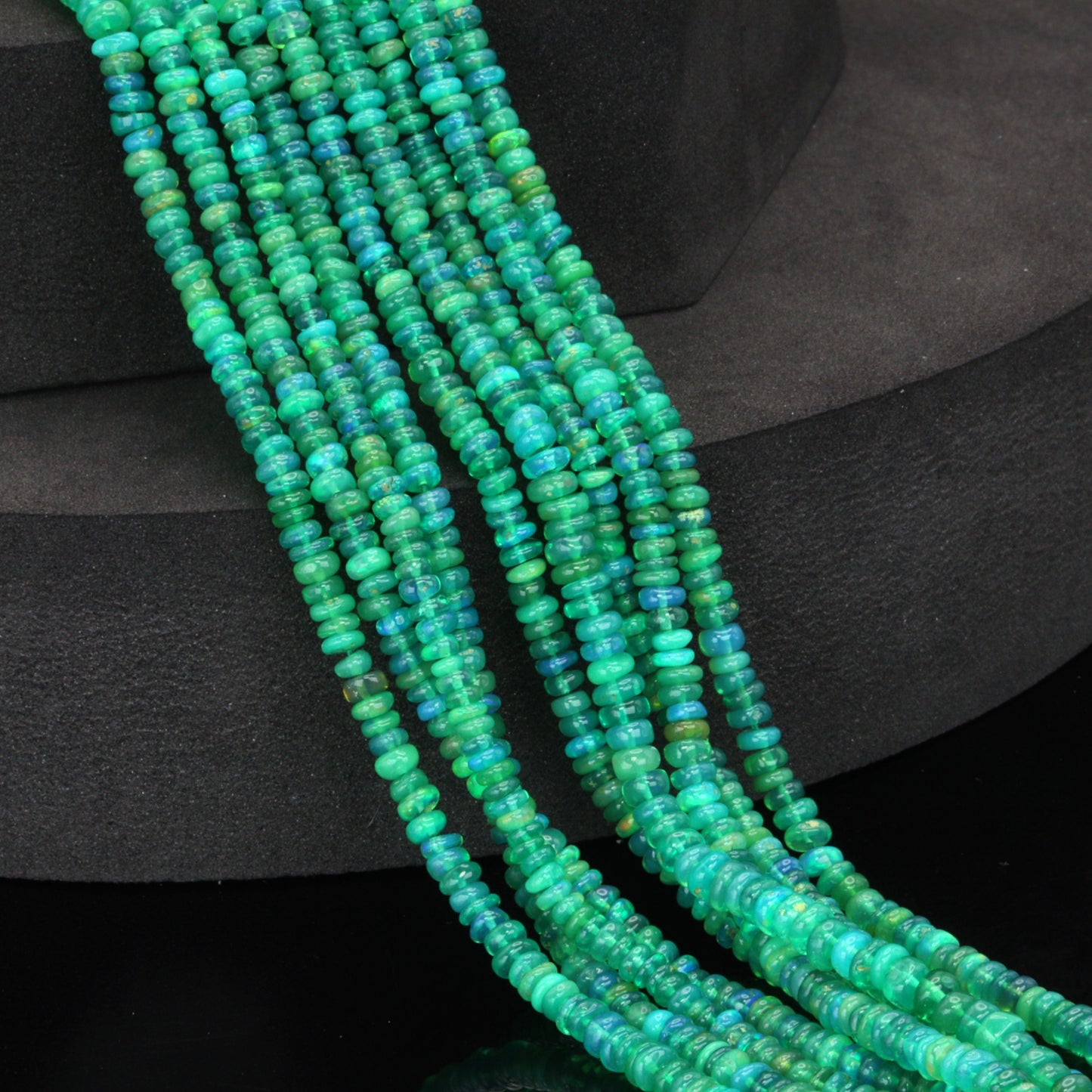 Green Ethiopian Opal 3mm Smooth Rondelles