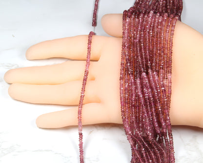 Ombre Pink Tourmaline 3mm Faceted Rondelles