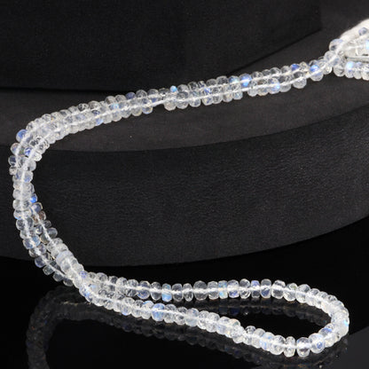 AAA Blue Rainbow Moonstone 4.5mm Faceted Rondelles Bead Strand