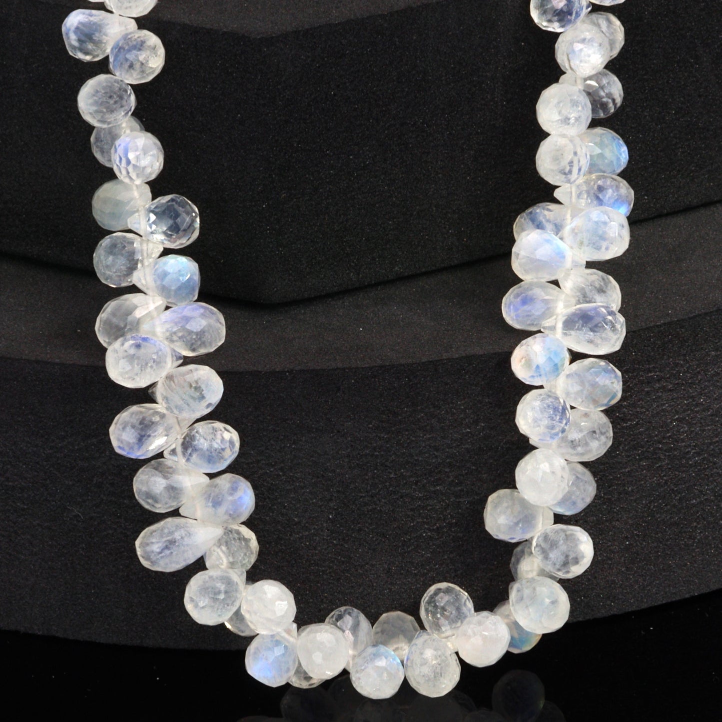 AA Blue Rainbow Moonstone 8x5mm Faceted Teardrop Briolettes Bead Strand