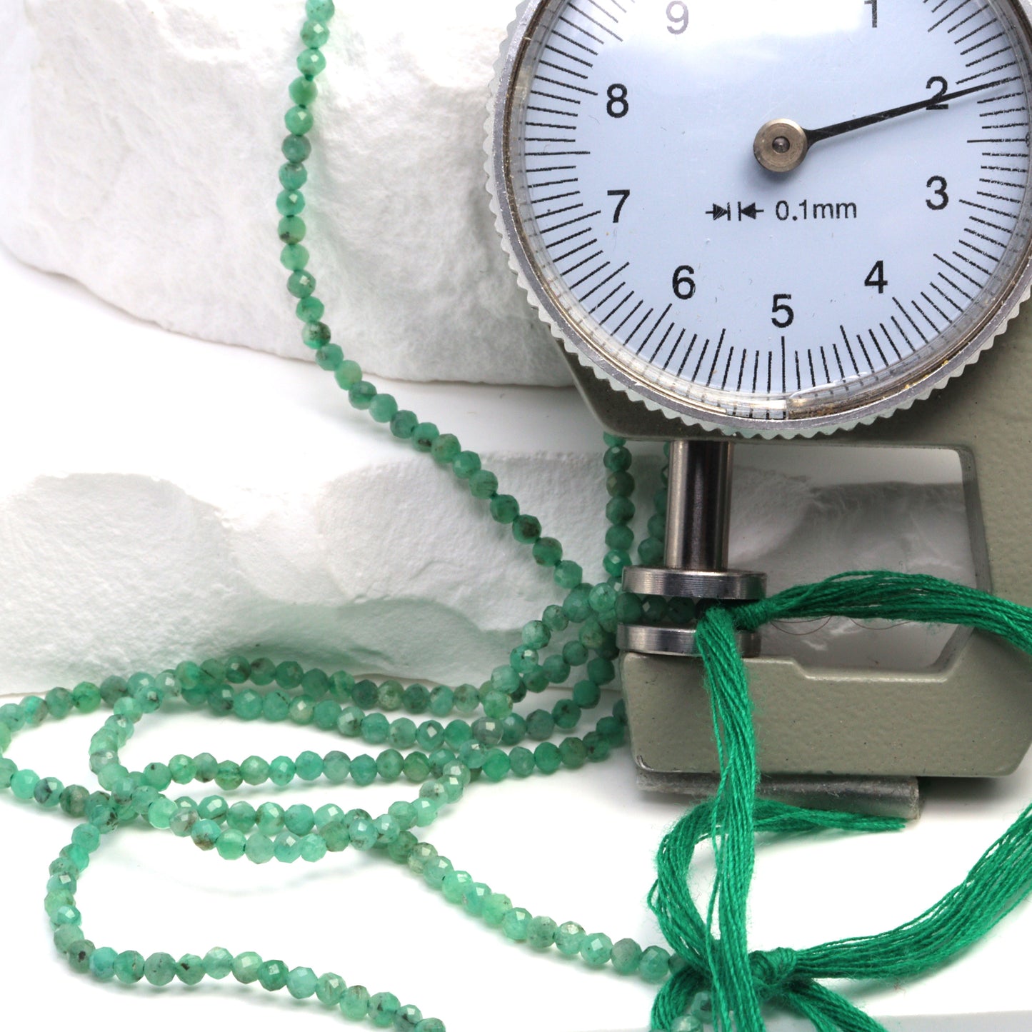 Sakoda Emerald 2mm Faceted Rounds Bead Strand