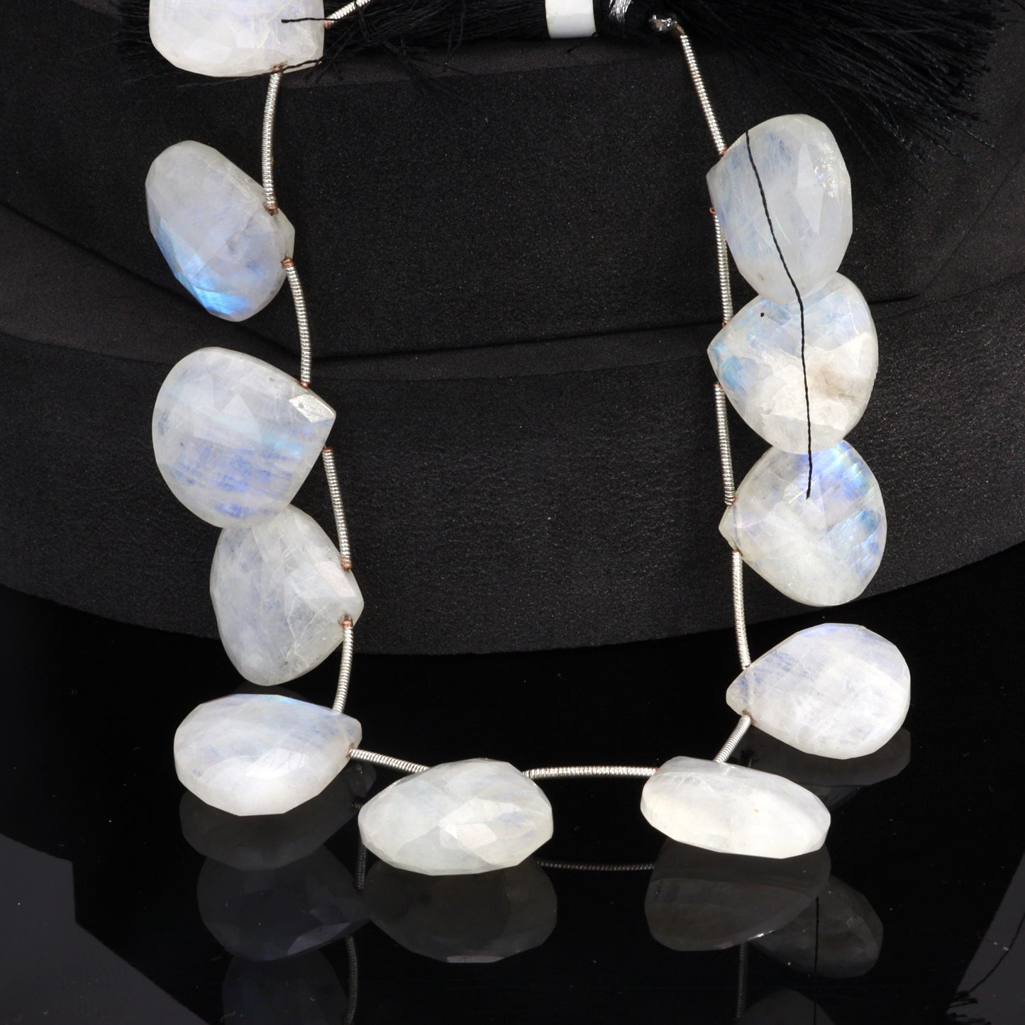 Blue Rainbow Moonstone 20mm Faceted Heart Shaped Briolettes Bead Strand