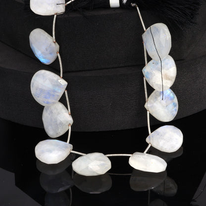Blue Rainbow Moonstone 20mm Faceted Heart Shaped Briolettes Bead Strand