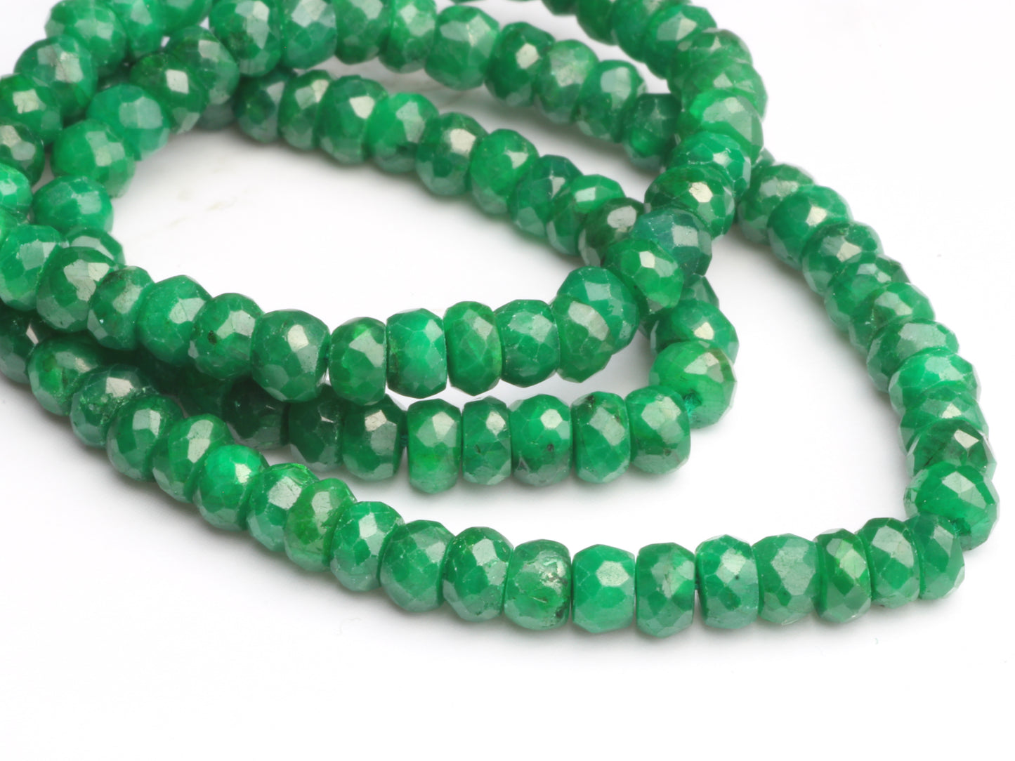 Green Emerald 4mm Faceted Rondelles