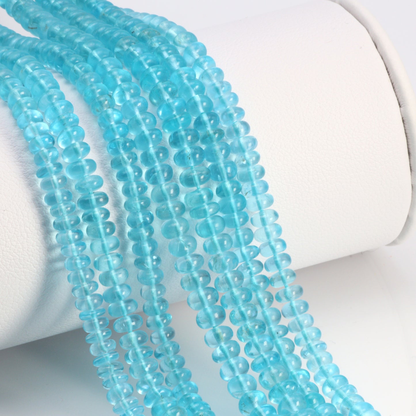 Sea Blue Apatite 4mm Smooth Rondelles Bead Strand