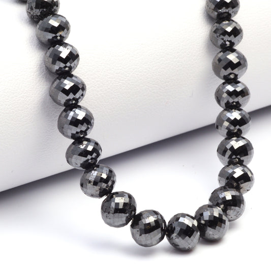Black Diamond 7mm - 8mm Faceted Rondelles Bead Strand