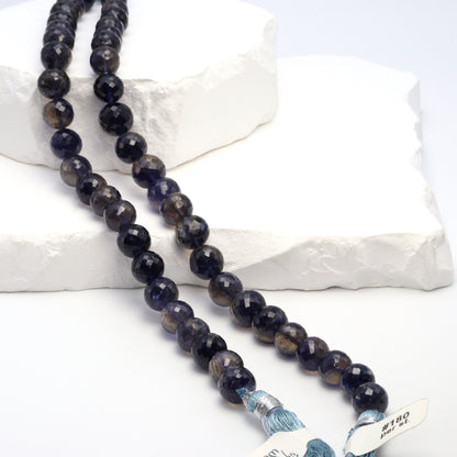 Blue Iolite 9mm Faceted Rounds Bead Strand