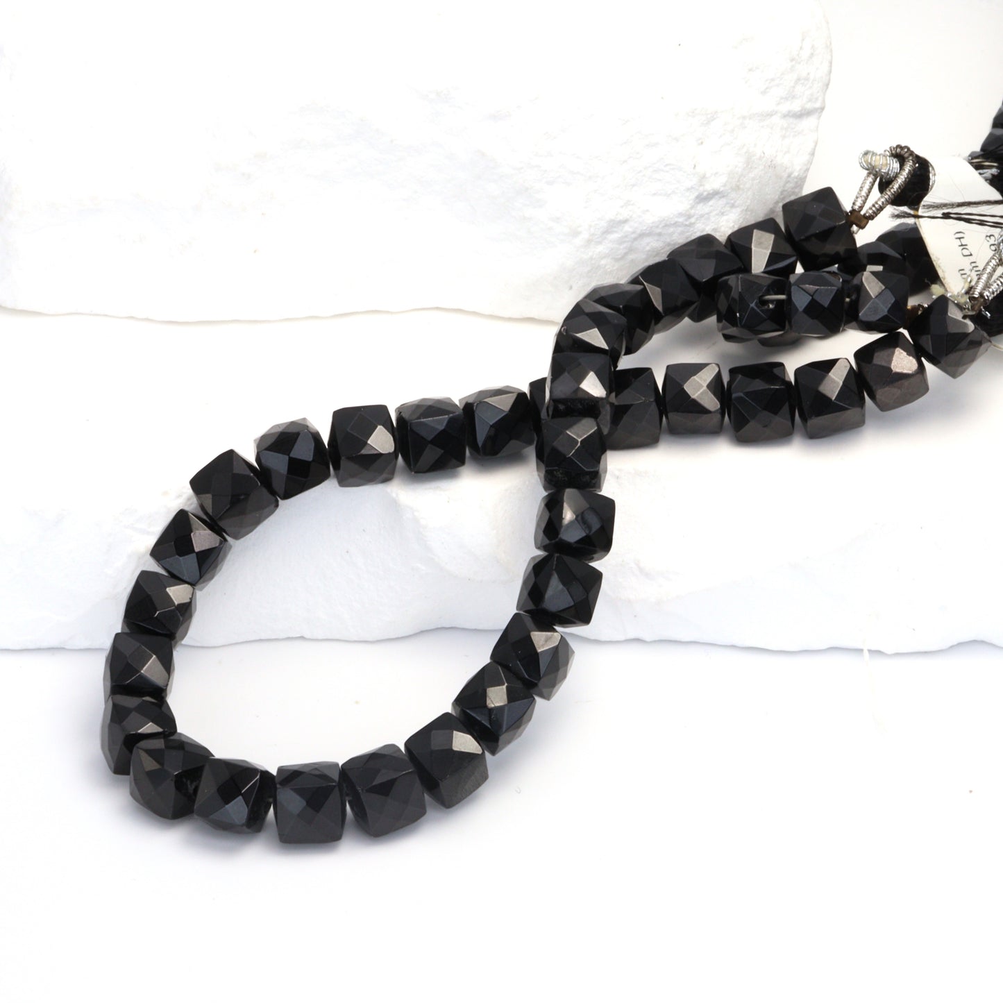 Black Spinel 6mm Faceted Cubes