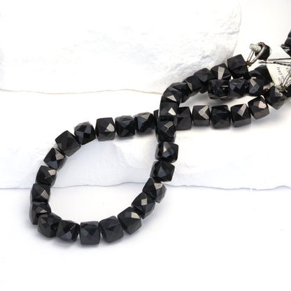 Black Spinel 6mm Faceted Cubes