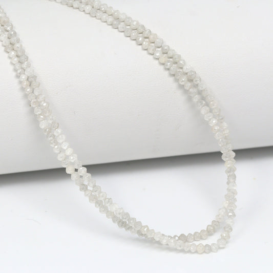 White Diamond 2.2mm – 2.5mm Hand Faceted Rondelles Bead Strand