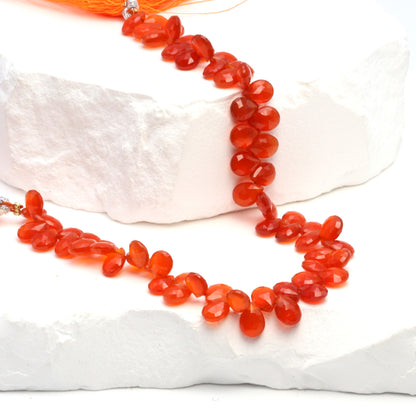 Orange Carnelian 7x5mm Faceted Pear Shaped Briolettes