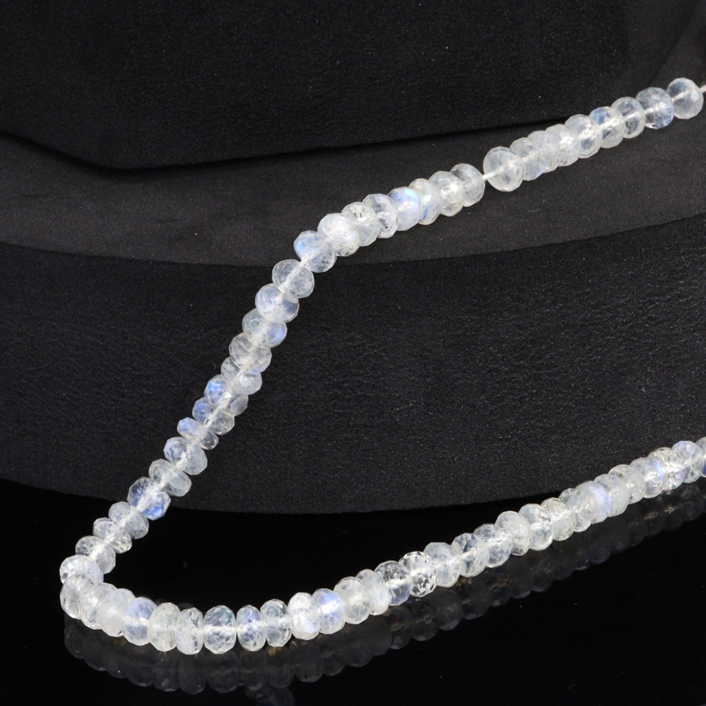 Blue Rainbow Moonstone 5mm Faceted Rondelles Bead Strand