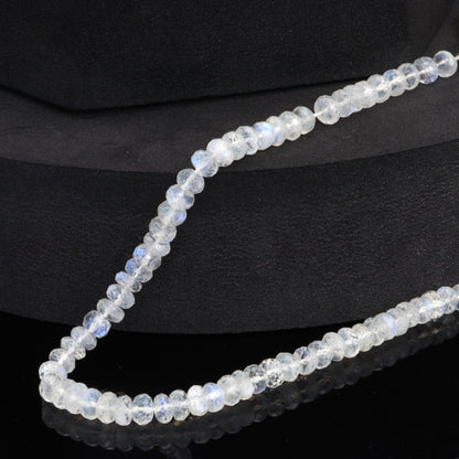 Blue Rainbow Moonstone 5mm Faceted Rondelles Bead Strand