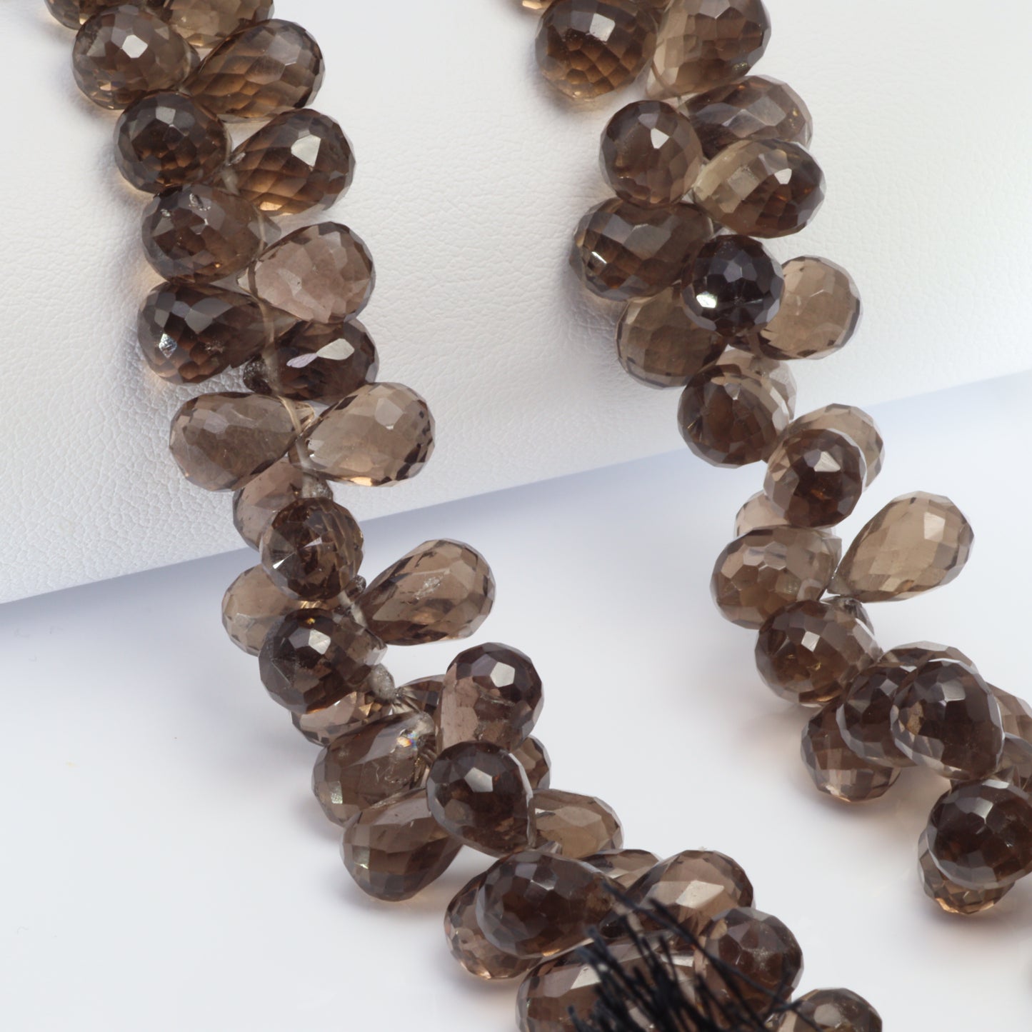 Brown Smoky Quartz 10x6mm Faceted Teardrop Briolettes Bead Strand