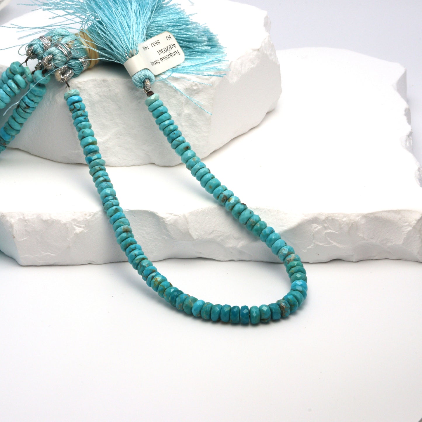 Ombre Natural Blue Turquoise 5mm Faceted Rondelles Bead Strand