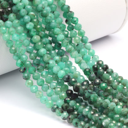 Ombre Sakoda Emerald 3.5mm Faceted Rounds Bead Strand